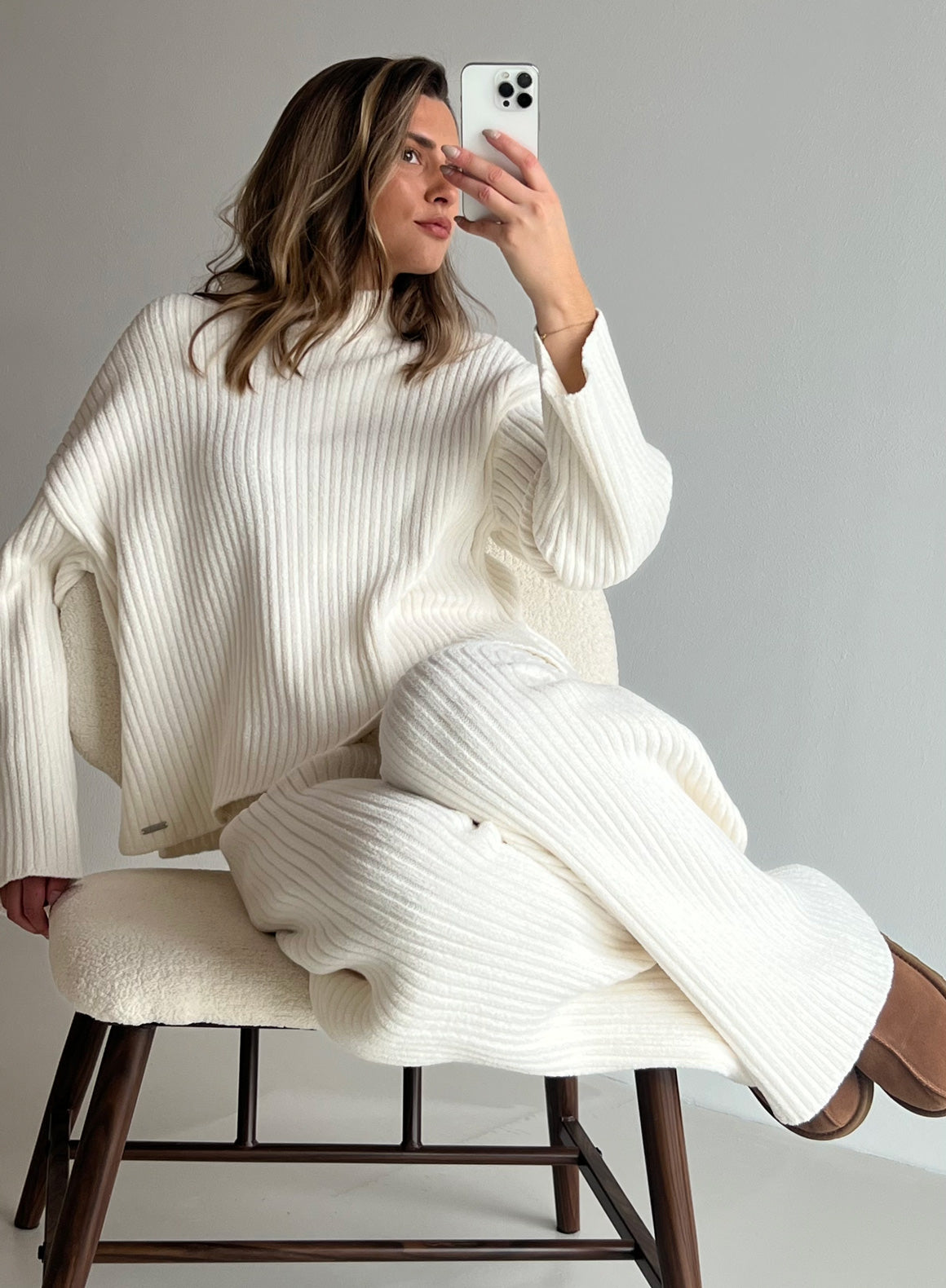 Almond White Rib Knit Sweater for Women - Cozy Winter Pullover with Cable Stitch Design | Perfect for Casual Outfits, Office Wear & Holiday Gatherings