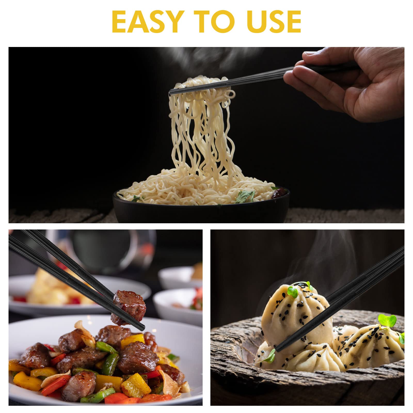 Fiberglass Chopsticks Set - 5 Pairs Reusable, Dishwasher Safe for Asian Cuisine | Home & Restaurant Use