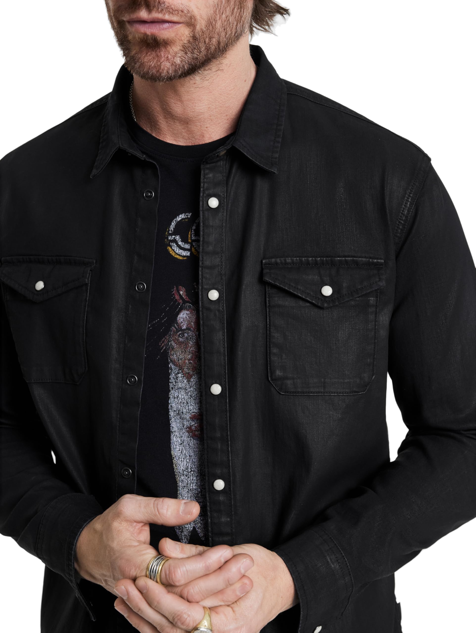 John Varvatos Men's Marshall Button-Down Shirt - Casual & Dressy Long Sleeve Oxford for Business & Weekend Wear