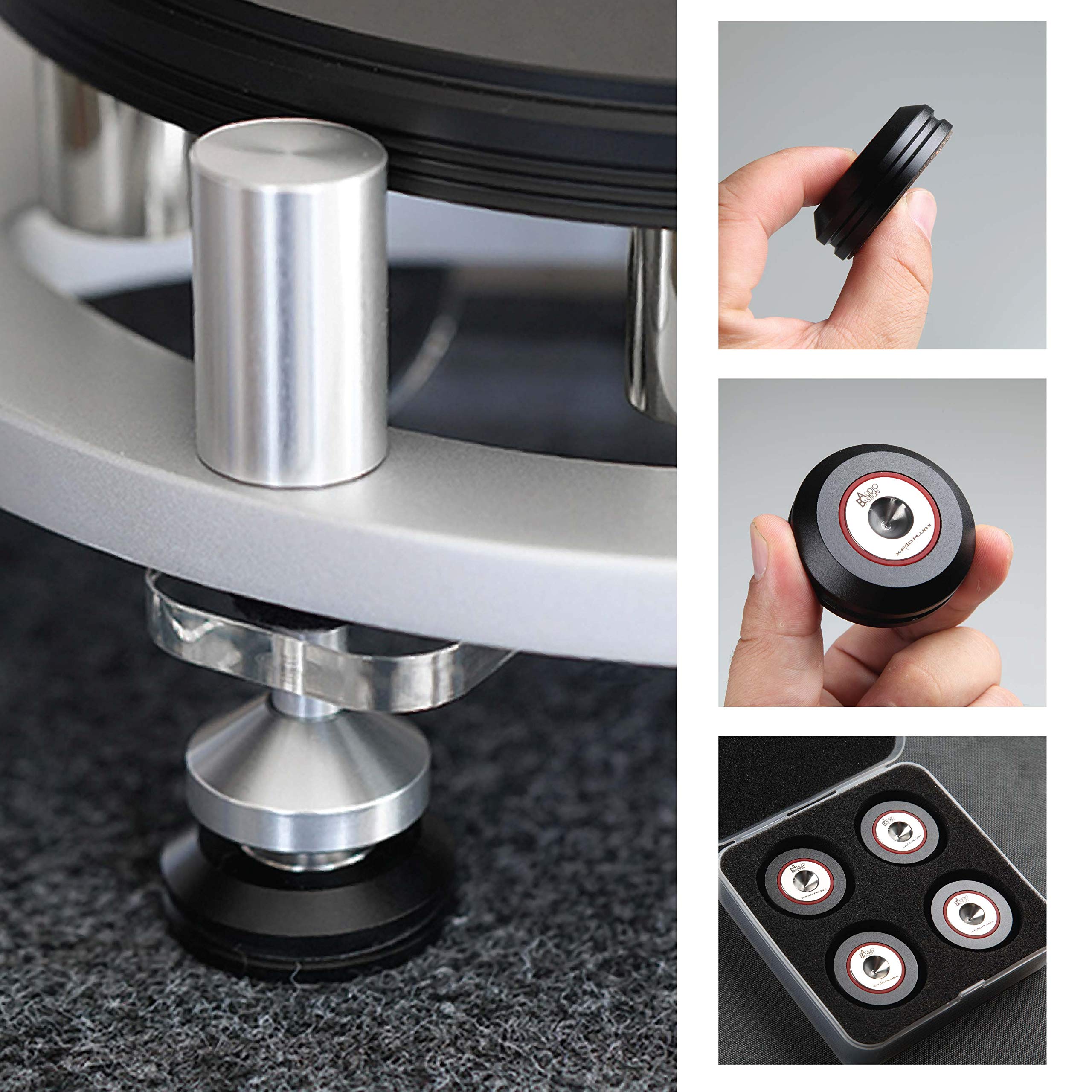 AUDIO BASTION X-PAD Plus 2-Layer Aluminum Speaker Isolation Pads - Vibration Dampening Feet for Studio Monitors, Bookshelf & Floorstanding Speakers - Perfect for Home Theater, Music Studios & Audiophile Setups