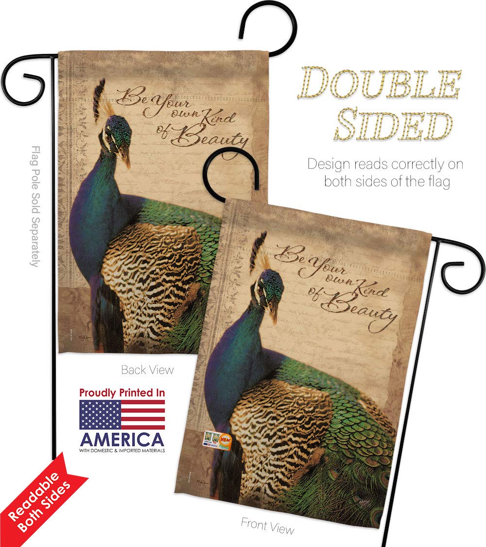 Peacock Garden Flag Set with Stand - Double-Sided Yard Decor for Home & Gifts