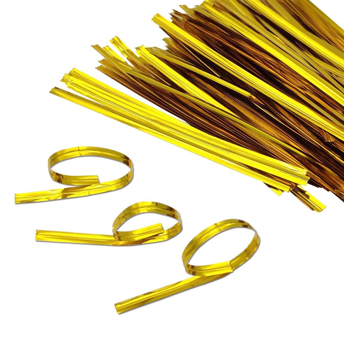 Esslly Twisters Ribbon Twist Ties - 3000 Gold-Colored Pieces for Secure & Elegant Packaging - Perfect for Chocolate, Bread, Potli Bags, Gift Wrapping & DIY Crafts