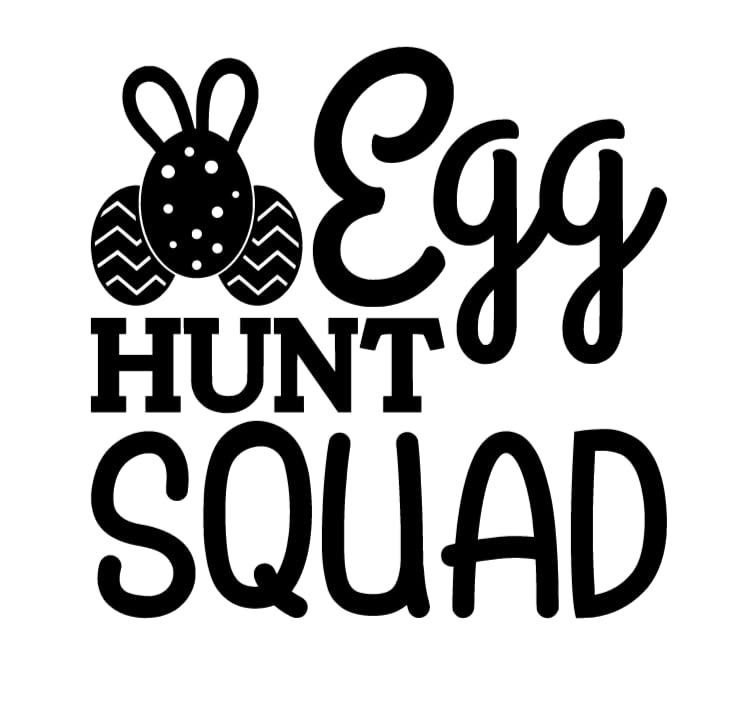 Egg Hunt Squad Iron On Decal - Easter Heat Transfer Vinyl Patch for DIY Crafts, Matching Family Shirts & Kids Easter Gifts (Black) | Perfect for Easter Party Outfits, Spring Celebrations & Family Photo Shoots