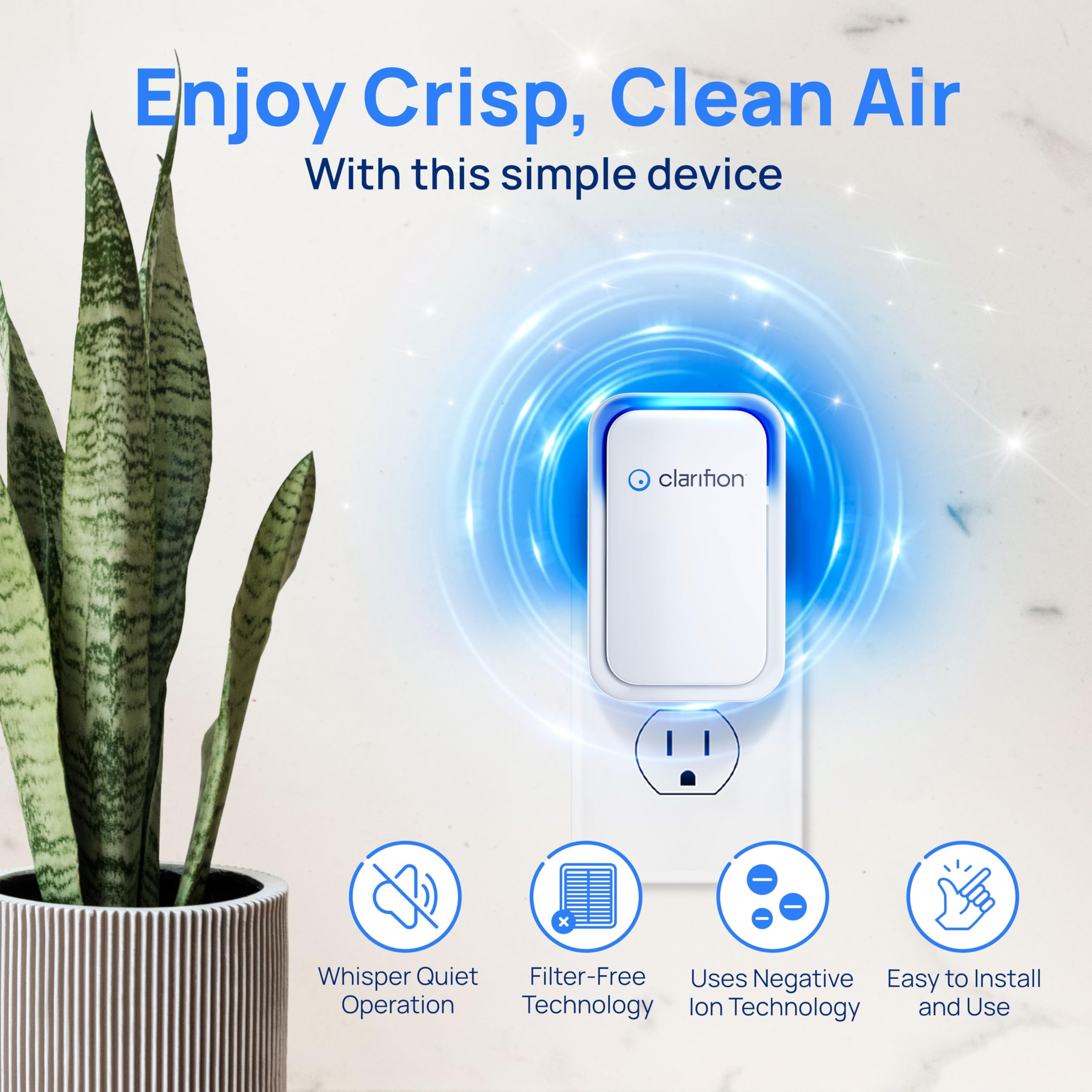 Clarifion - 6 Pack Air Ionizers for Home, Negative Ion Air Purifier, Quiet Portable Air Freshener for Bedroom, Office, Kitchen - Eliminates Odors, Smoke, Dust & Pet Dander | Perfect for Allergy Relief & Fresh Indoor Air