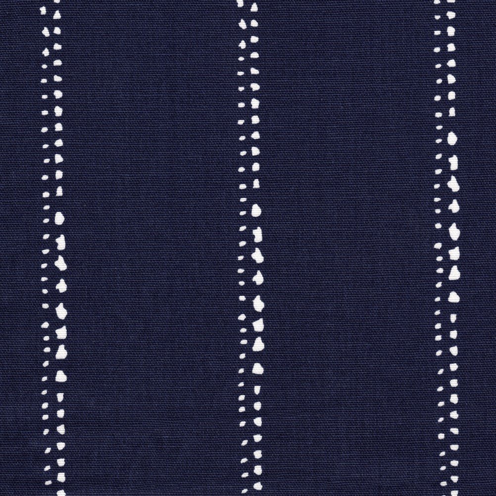 Rod Pocket Curtain Panels Pair - Carlo Vintage Indigo Blue Dot Stripe Cotton - Perfect for Living Room, Bedroom & Farmhouse Decor