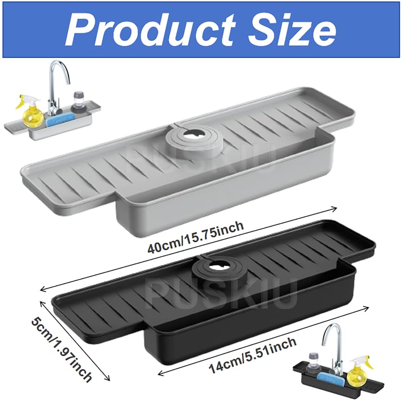 2024 Upgraded Silicone Kitchen Sink Splash Guard - Non-Slip Faucet Water Catcher Mat for Bathroom & Kitchen Countertops | Perfect for Washing Dishes, Food Prep & Keeping Countertops Dry