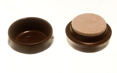 12 Pack Brown Castor Cups with Felt Pads - 44mm Furniture Floor Protectors for Chairs, Tables & Sofas - Prevent Scratches on Hardwood & Tile Floors