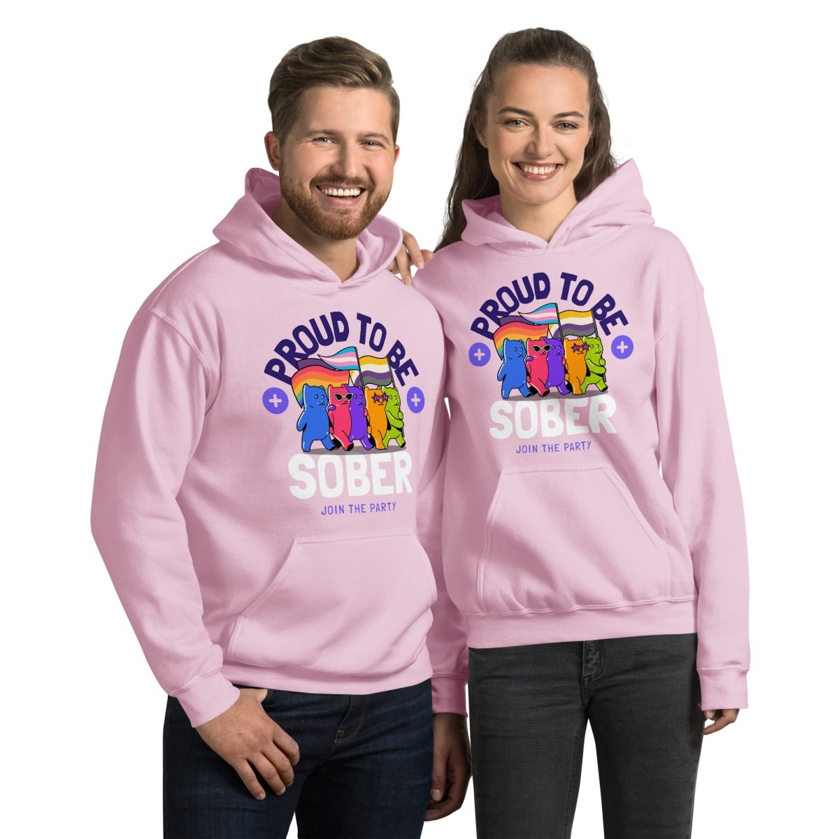 Proud to Be Sober Unisex Hoodie - Rainbow Resilience Collection | Motivational Sobriety Apparel for Recovery & Support Groups