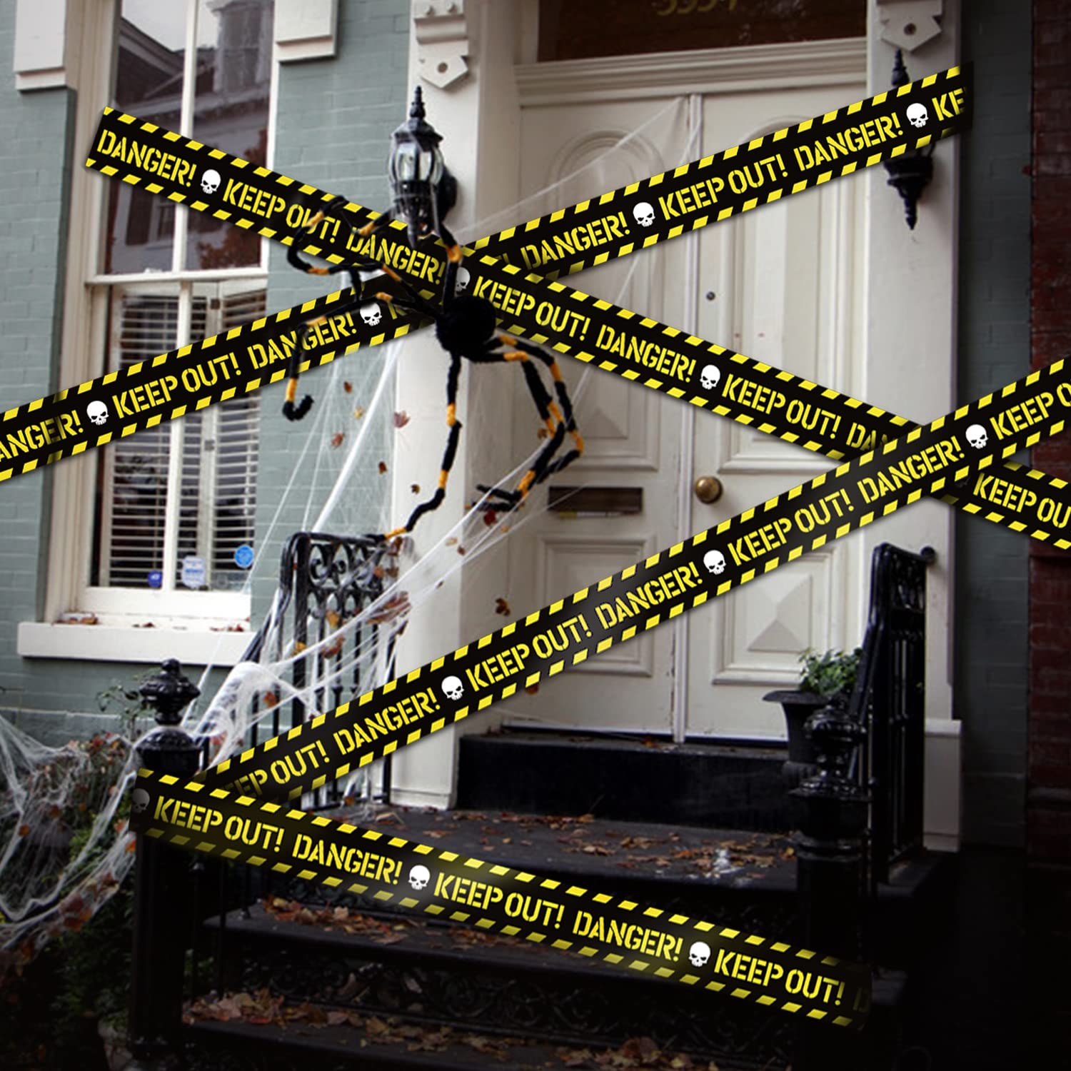 DIYASY Halloween Caution Tape Decoration - 3 Pack 100Ft Yellow Zombie Warning Tape & Red Fright Duct Tape Bundle for Party Decor, Haunted Houses, Crime Scenes, and Spooky Events