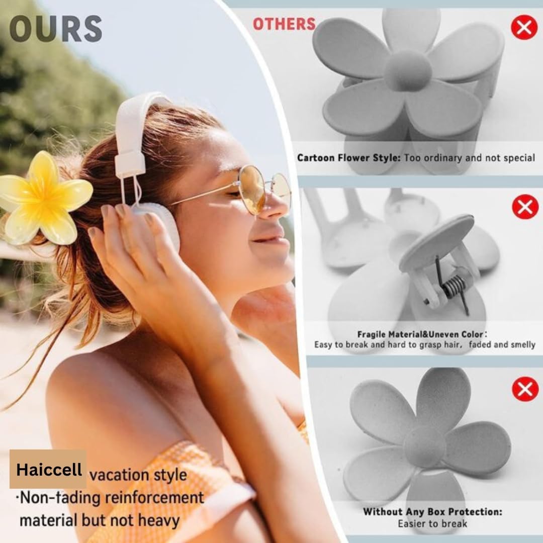 Haiccell 6-Piece Korean Flower Claw Clip Set for Women - Stylish Floral Hair Clips, Cute Hair Accessories for Women and Girls | Perfect for Parties, Weddings and Everyday Hairstyles