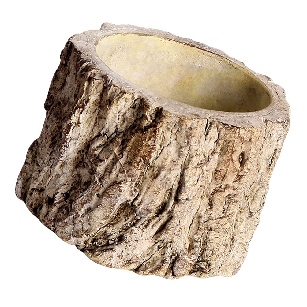 Rustic Hemoton Log Planter - Cement Tree Stump Flower Pot for Succulents, Farmhouse Decor | Indoor/Outdoor Plant Container, Table Centerpiece, Home & Garden Decoration (Light Yellow)