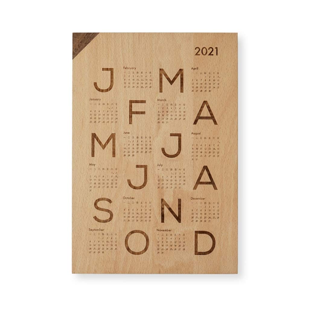 2021 Wooden Desk Calendar - Portable Solid Wood Carved Perpetual Calendar with Customization (13.7x9.4in) - Perfect Office Desk Organizer, Home Decor & Unique Gift Idea (Regular Version B)