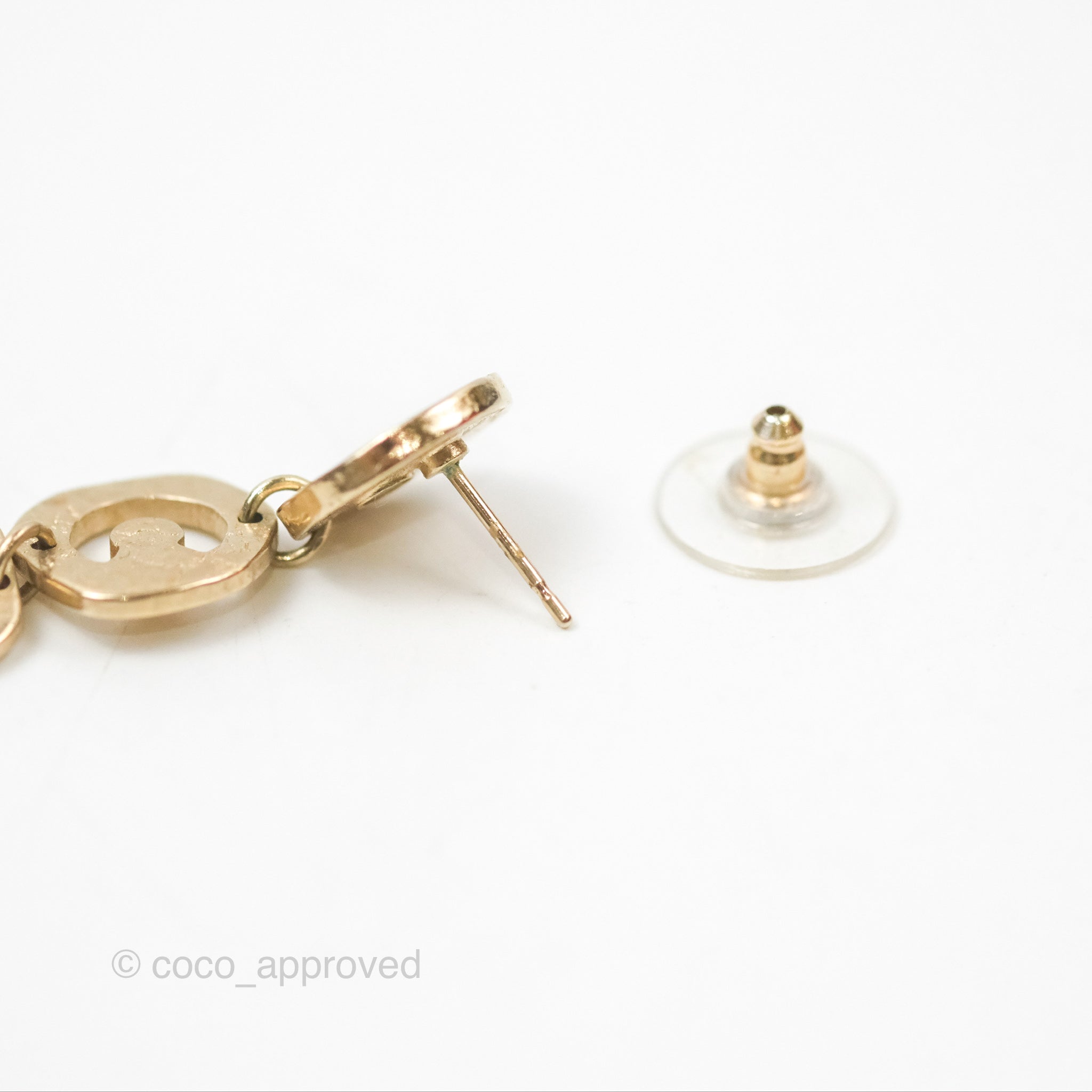 Chanel CC Coco Pearl Round Chain Long Drop Earrings in Gold Tone - 19A Collection | Elegant Jewelry for Parties, Weddings & Special Occasions
