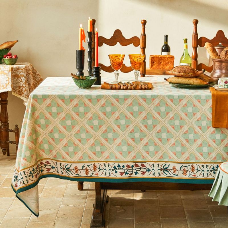 British Mid Century Fiberflax Tablecloth - Waterproof Rectangle & Square Table Cover for Dining, Coffee Tables | Farmhouse & Wedding Decor | Perfect for Indoor/Outdoor Entertaining
