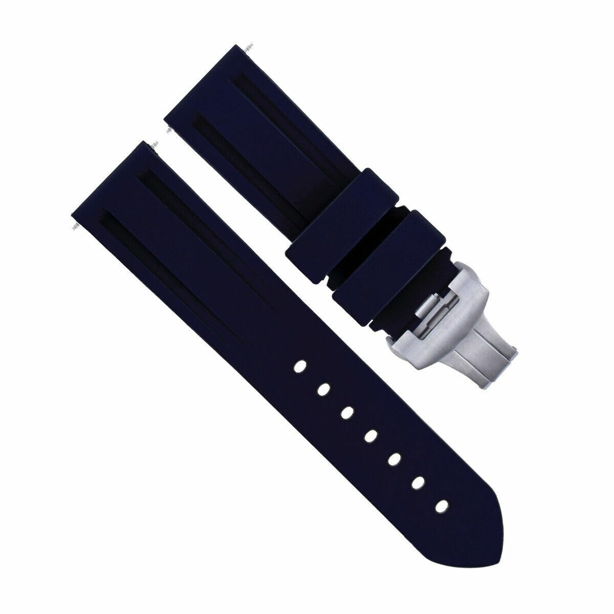 22mm-24mm Rubber Diver Watch Band Strap with Deployment Clasp Buckle - Compatible with Panerai Watches - Durable Waterproof Wristband for Scuba Diving, Swimming & Outdoor Activities