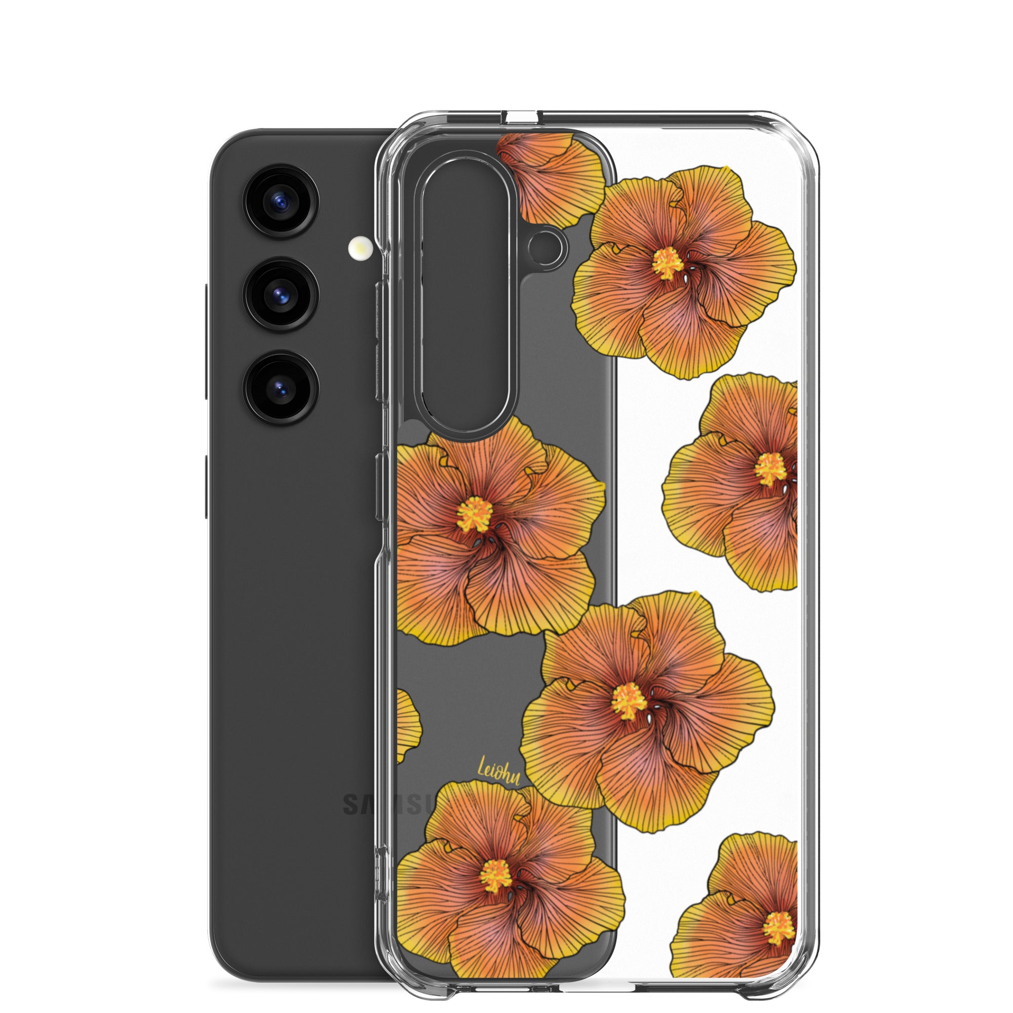 Sunrise Hibiscus Clear Phone Case for Samsung Galaxy - Slim Protective Cover for Everyday Use & Style