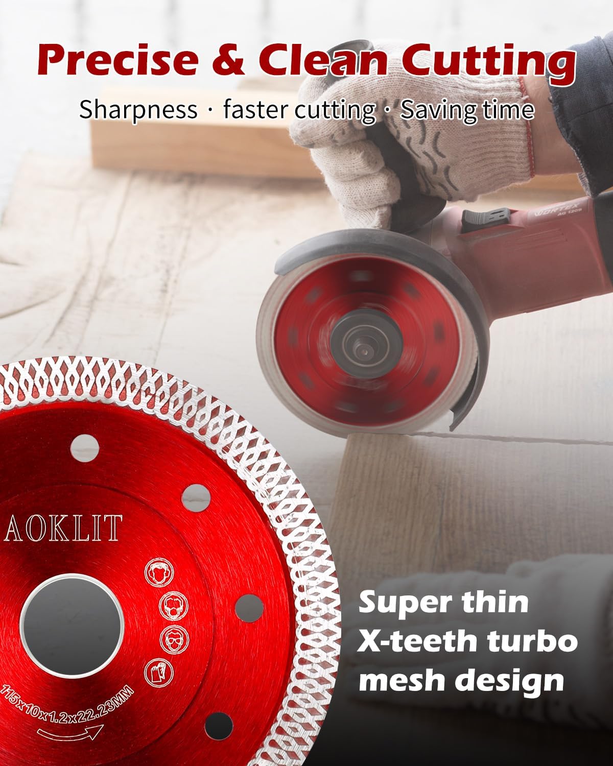 10 Pcs Diamond Saw Blades 4-1/2 Inch Super Thin Tile Cutting Disc - Premium Diamond Grinder Blade for Angle Grinder, Porcelain Tile, Granite & Marble - Ideal for DIY Home Renovation & Professional Construction Projects
