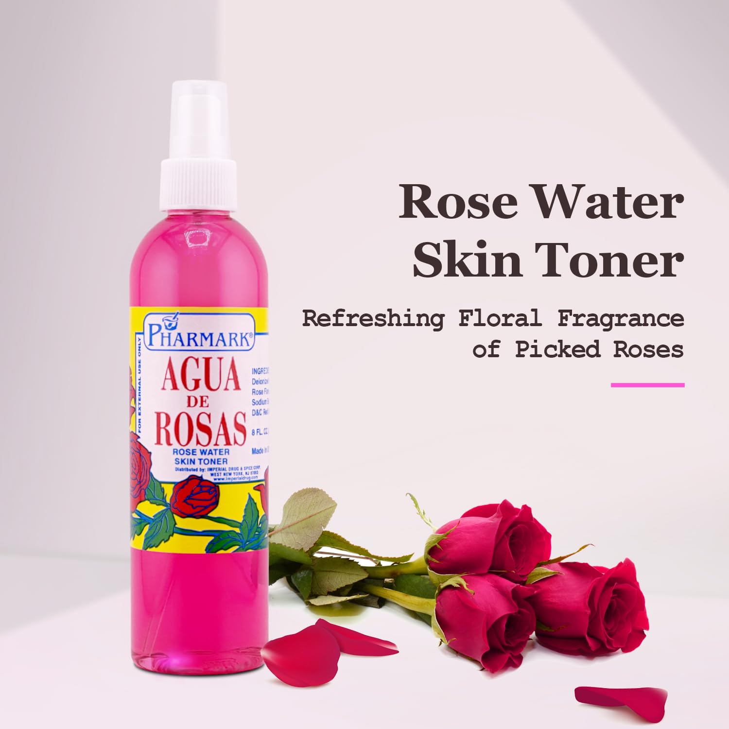 Agua De Rosas 4 Oz. Rose Water - 100% Pure Natural Facial Toner & Hydrating Mist for Skin Care, Hair Refresh & Aromatherapy - Perfect for Daily Beauty Routine, Spa Treatments & Relaxation