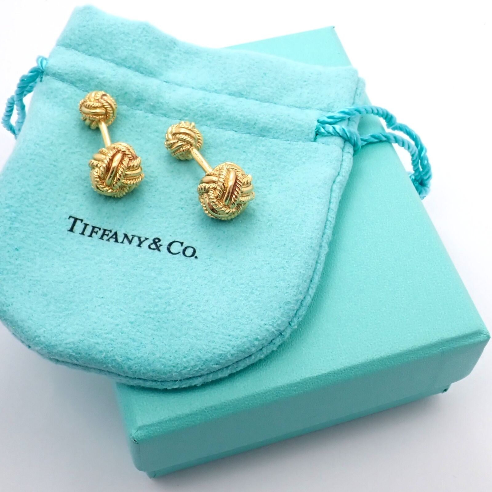 Vintage Tiffany & Co. 18k Yellow Gold Schlumberger Rope Knot Cufflinks - Luxury Men's Jewelry for Weddings & Formal Events