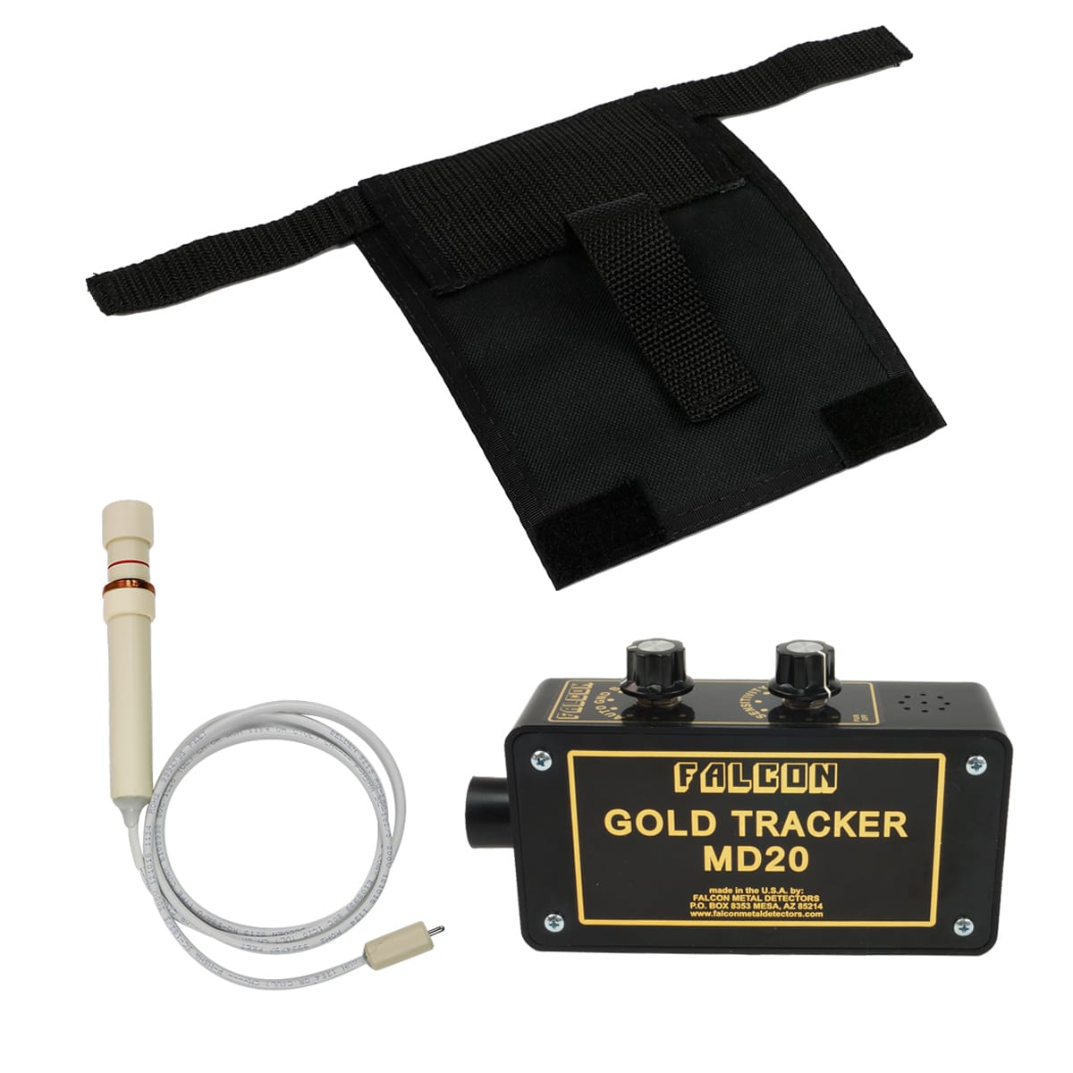 Falcon Gold Tracker MD20 Professional Metal Detector - 300kHz High Frequency Probe with 3-Piece Handle & Holster - Perfect for Treasure Hunting, Gold Prospecting & Beach Metal Detecting