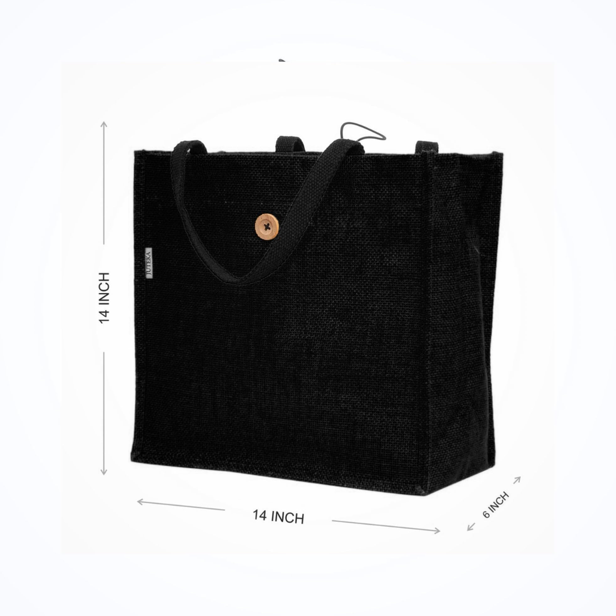 Eco-Friendly Jute Bag with Wooden Button & Cotton Handles - Sustainable Reusable Shopping Tote for Groceries, Beach, and Farmers Market