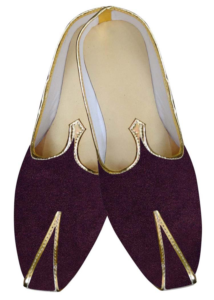 INMONARCH Indian Men's Wedding Shoes - Traditional Juti for Groom, Wine Color (MJP015275) | Perfect for Weddings, Festivals & Cultural Events
