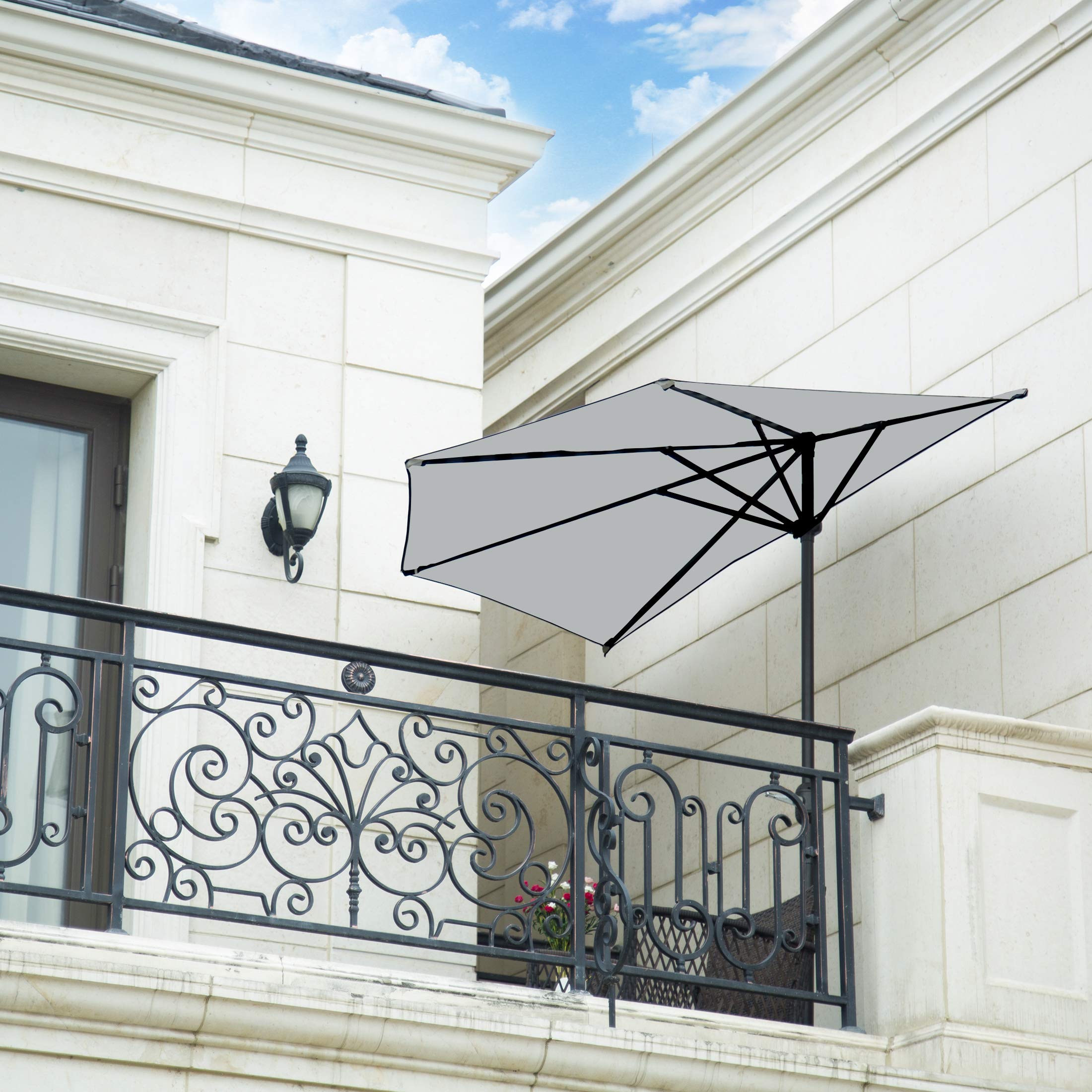 9 Ft Patio Umbrella for Outdoor - Half Market Umbrella with Crank Lift, UV Protection & Waterproof Canopy - Perfect for Garden, Poolside, Deck, and Balcony Use