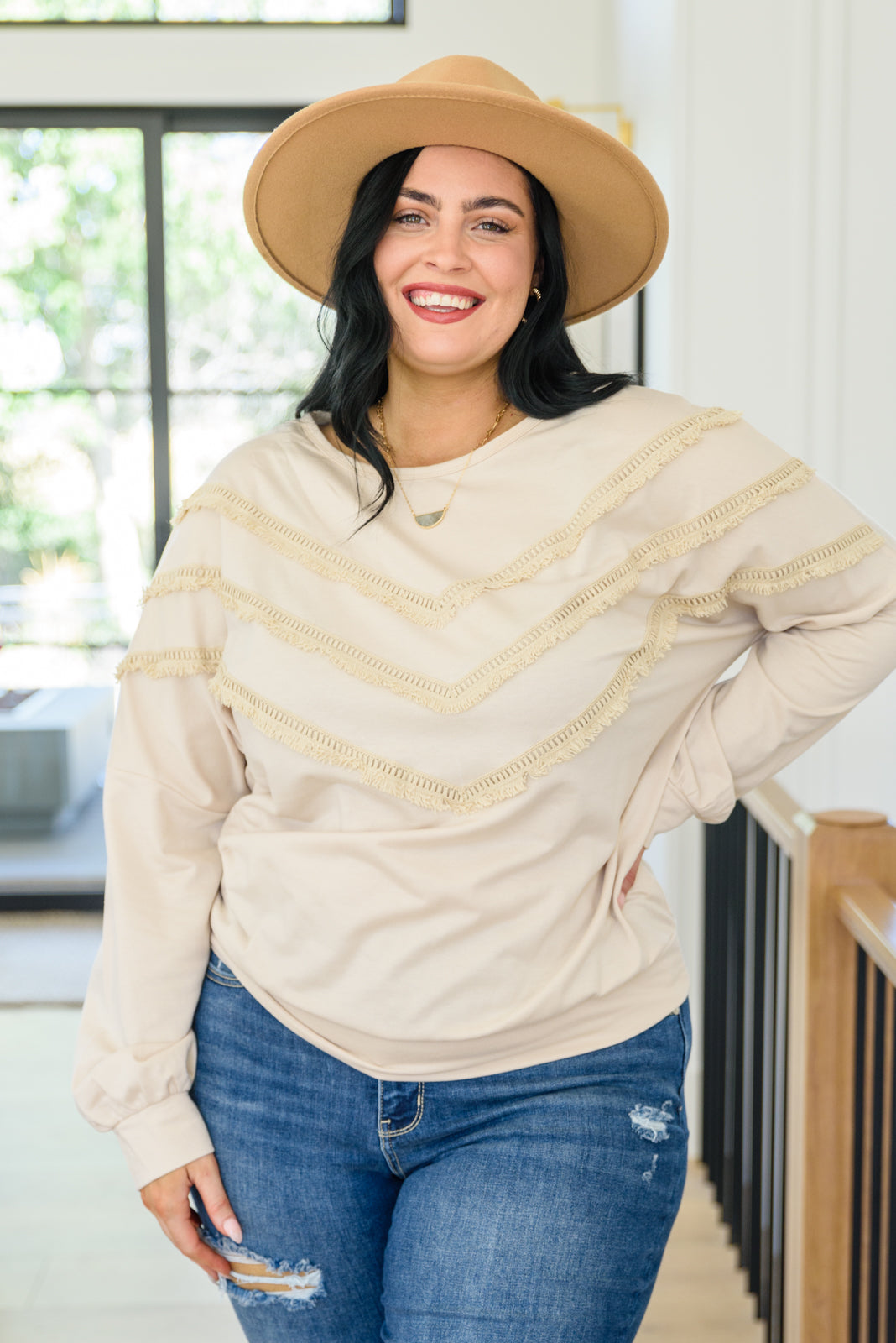 Into The Fringe Beige Top - Trendy Bohemian Blouse for Women | Perfect for Music Festivals, Beach Vacations & Casual Outings