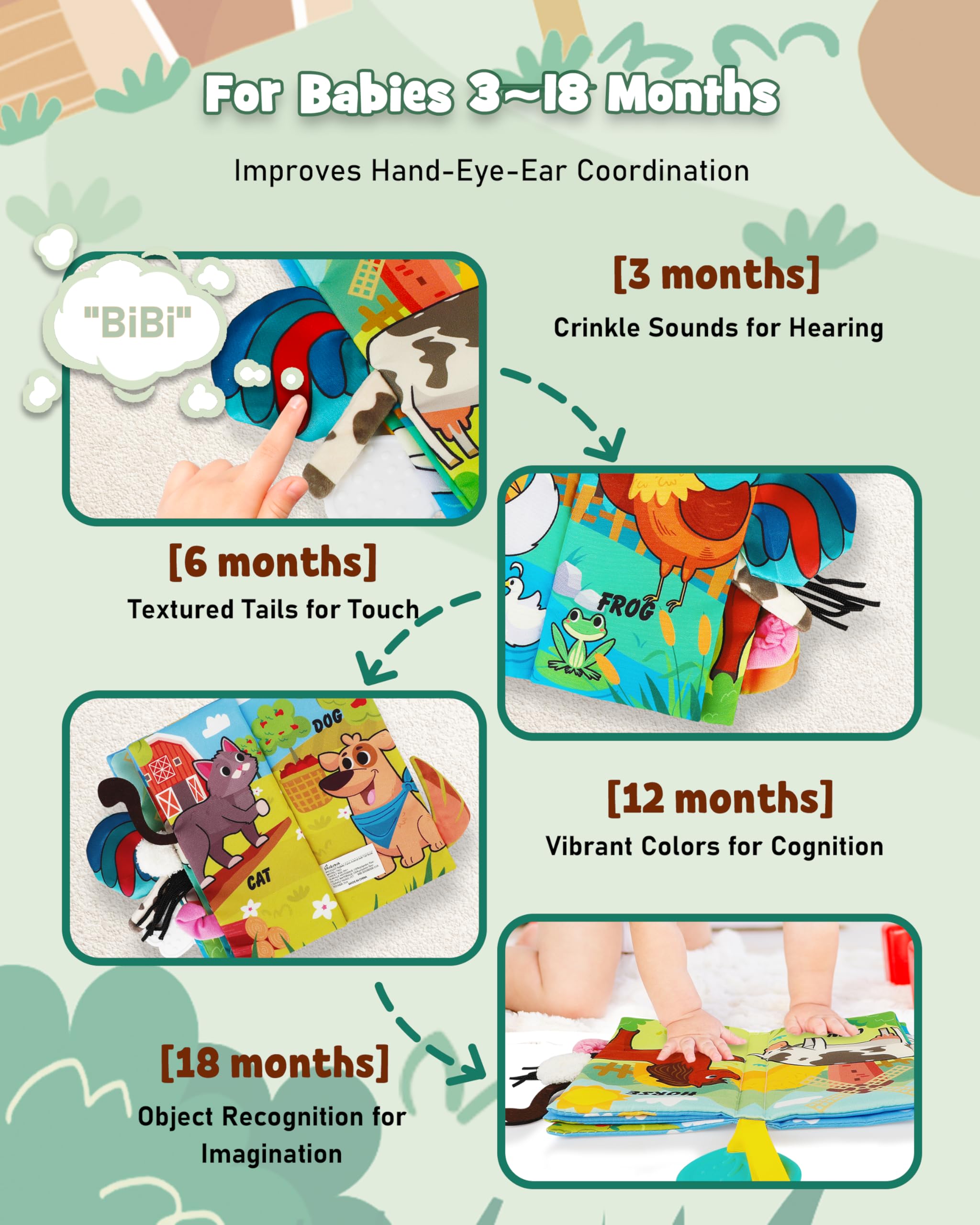 Best Baby Crinkle Books & Tummy Time Toys for Newborns 0-6 Months - Soft Touch & Feel Early Learning Books, Perfect Shower Gift for Baby Boys & Girls, Developmental Infant Toys for Stroller, Playtime & Sensory Exploration