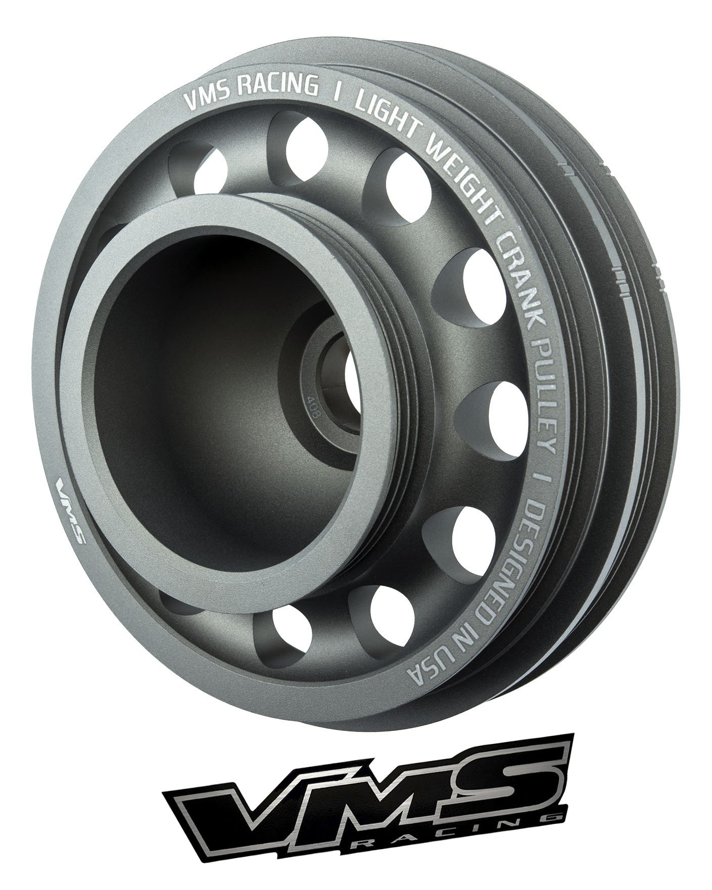 VMS Racing 92-96 Lightweight Billet Aluminum Crankshaft Pulley for Honda Civic Del Sol 1.5L 1.6L SOHC D15 D16 Engines - OEM Size (Uses Same Belts) - Performance Upgrade for Street Racing & Engine Mods