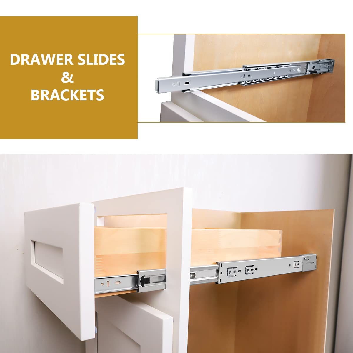 Gobrico 6-Pairs (12pcs) 22-Inch Full Extension Soft Close Ball Bearing Drawer Slides - Heavy Duty Side/Rear Mount Kitchen Cabinet Drawer Runners with Brackets | Perfect for Kitchen Cabinets, Office Furniture, and DIY Storage Solutions