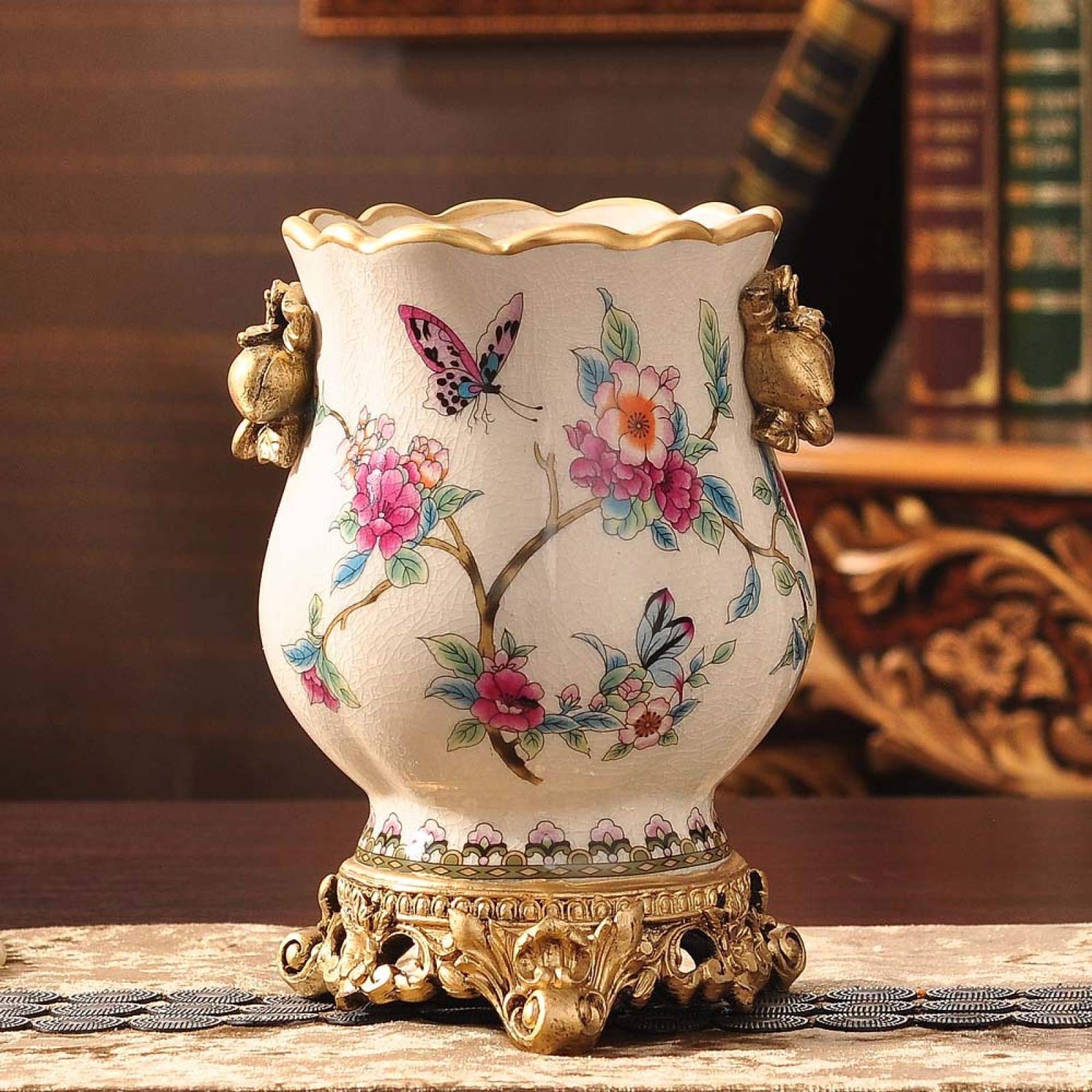 Hand Painted Ceramic Vases - Retro Floral Design Home Decor for Living Room, Bedroom & Dining Table - Perfect for Flower Arrangements and Centerpieces