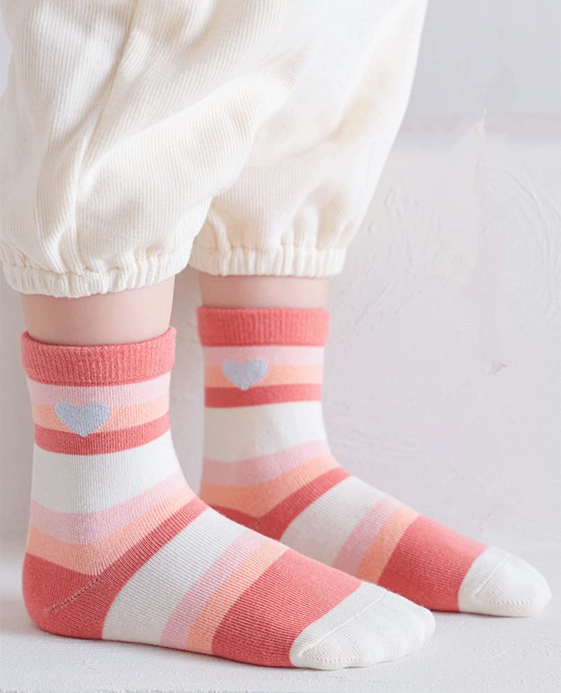 Toptim Kids Girls' Crew Socks - Cute Casual Cotton Socks for School & Play (3-12 Years) - Perfect for Everyday Wear, Dress Up & Sports Activities