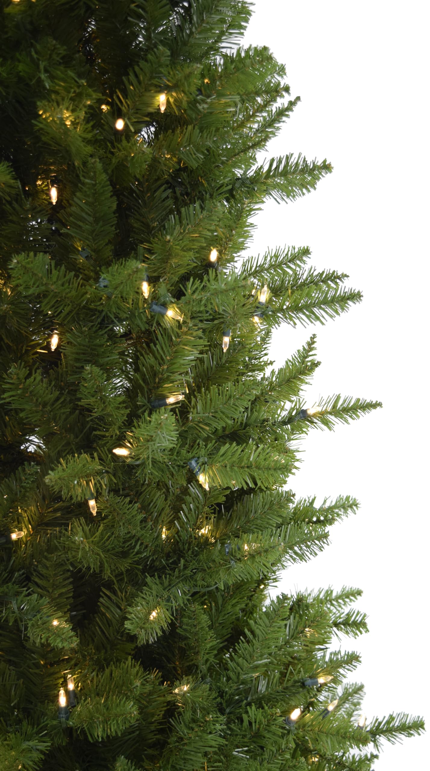 7.5-Ft Pre-Lit Slim Christmas Tree with Warm White LED Lights - EZ Connect Technology & Metal Stand - Perfect for Winter Wonderland Holiday Decorations in Living Room, Office, or Party