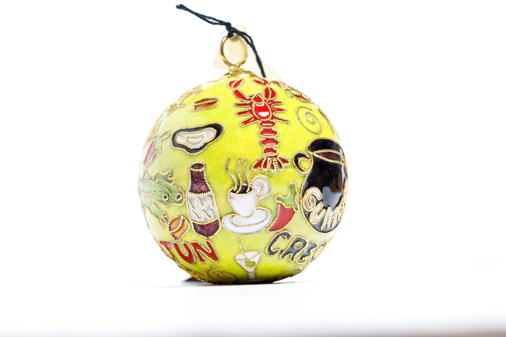 New Orleans Food Cloisonne Ornament - Handmade Green Enamel Christmas Tree Decoration for Holiday Home Decor & Gift Giving