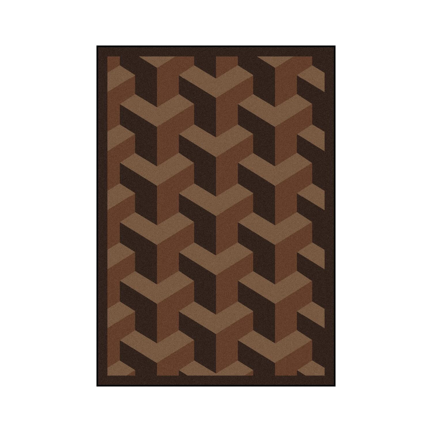 Joy Carpets Kaleidoscope Rooftop Whimsical Area Rugs - Chocolate Brown Non-Slip Kids Playroom Rug for Nursery, Bedroom & Play Areas