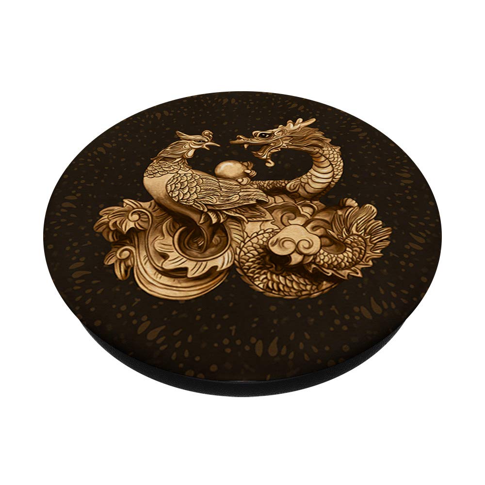 Phoenix and Dragon PopSockets Phone Grip & Stand - Expandable Phone Holder for iPhone, Samsung, Tablets - Perfect for Gaming, Selfies, and Hands-Free Viewing
