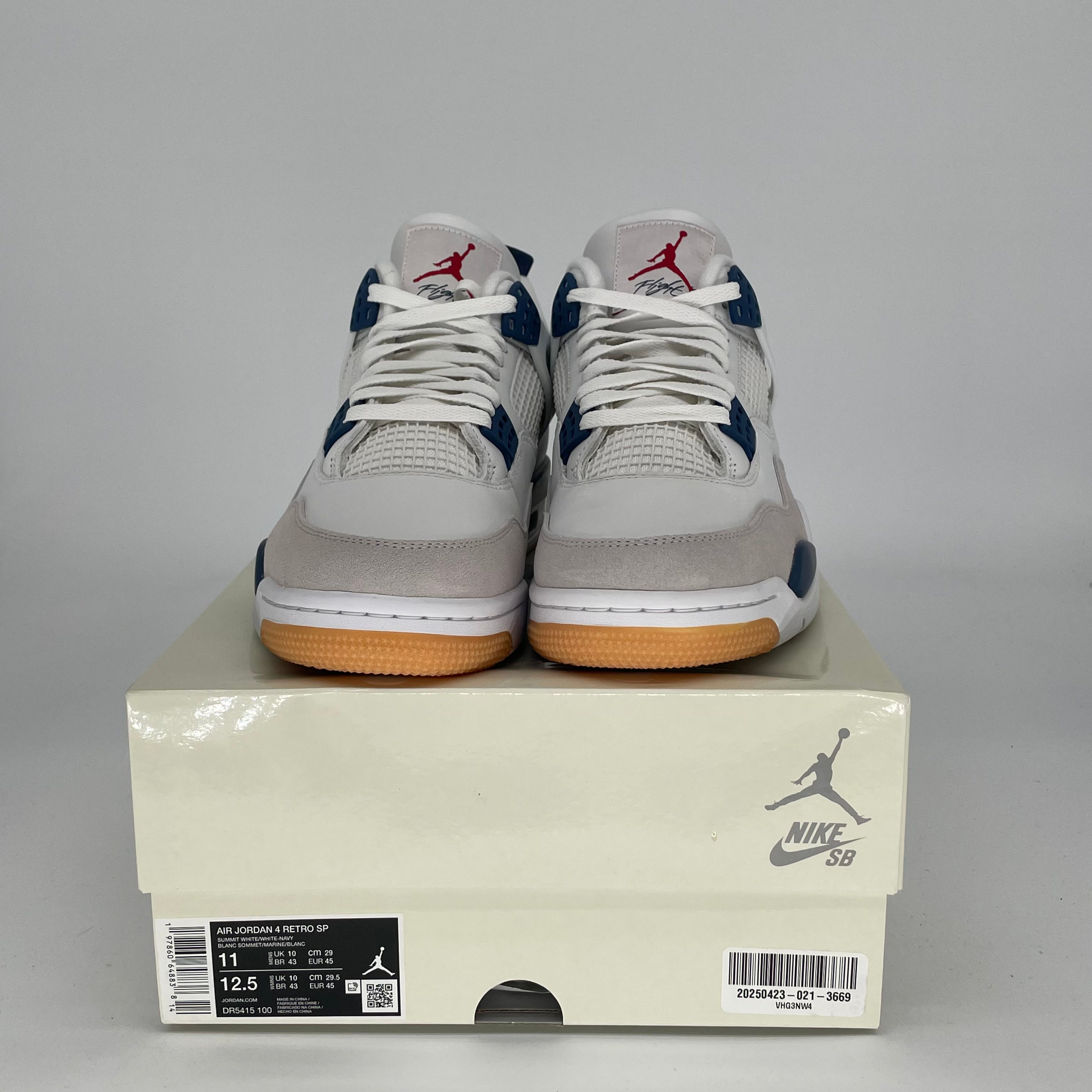 Original Air Jordan 4 SB Navy Blue Men's Basketball Shoes Size 11 DR5415 - Authentic Retro Sneakers for Streetwear, Skateboarding & Casual Fashion
