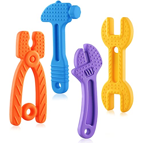 Best Baby Teething Toys for Infants 3-12 Months - 4 Pack Soft Silicone Teethers for Soothing Sore Gums - Safe Chew Toys for Newborns & Toddlers - Perfect for Daycare, Travel & On-the-Go Relief