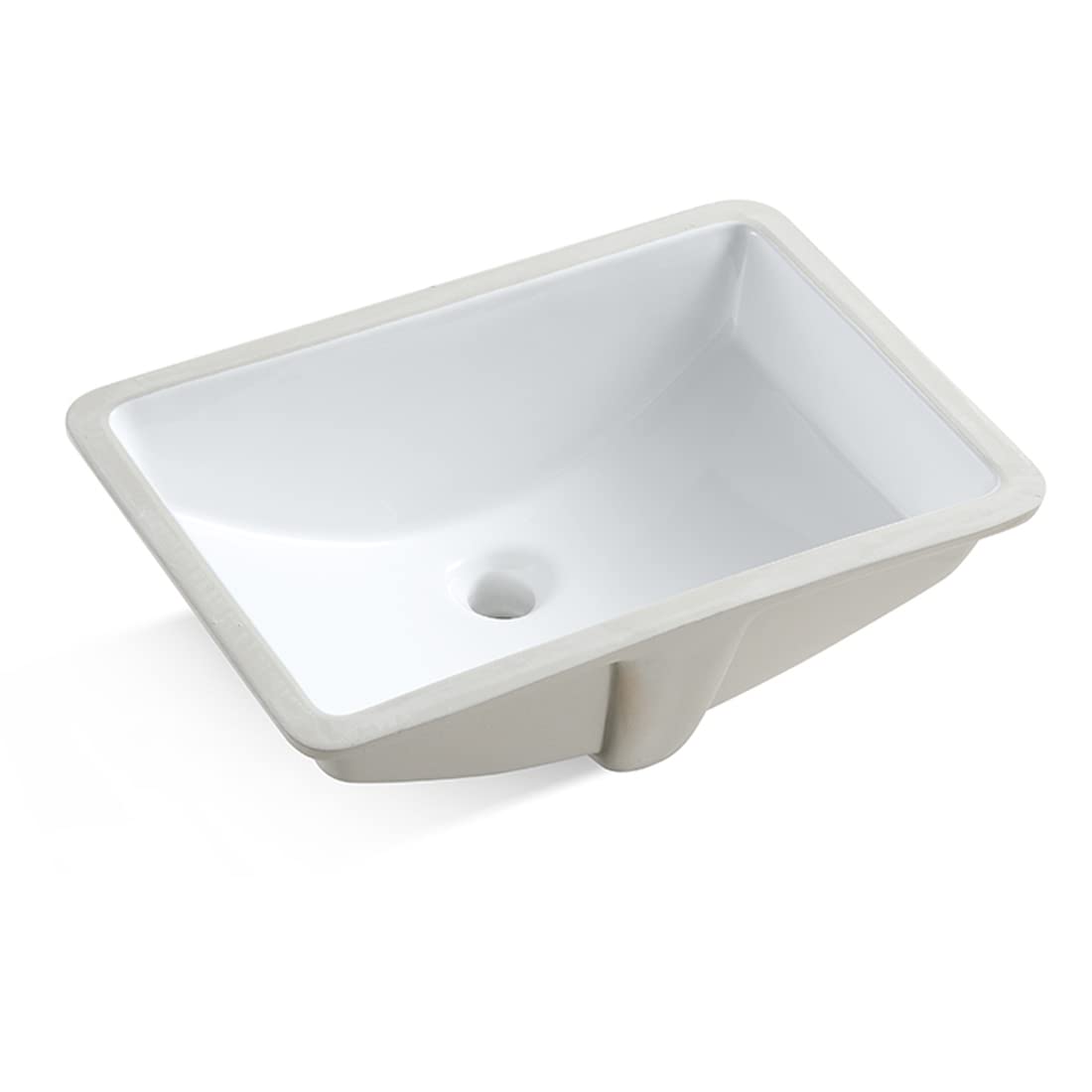 MEJE #202G 21.5-Inch White Ceramic Undermount Rectangular Vessel Sink - Modern Bathroom Vanity Lavatory for Powder Room, Guest Bath & Master Suite