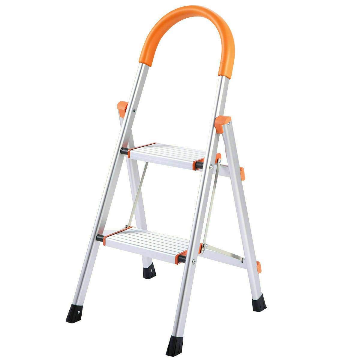 Portable 2-Step Folding Ladder - Non-Slip Safety Tread, 330lb Capacity for Home & Industrial Use | Collapsible Step Stool for Kitchen, Garage, Warehouse & DIY Projects