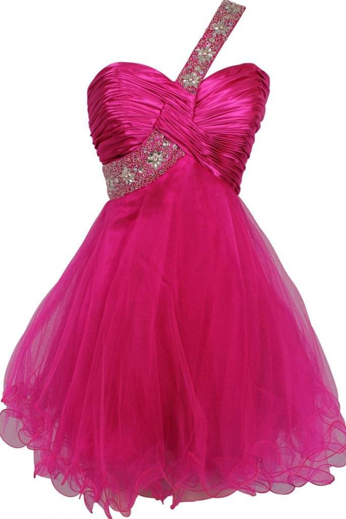 Elegant One Shoulder Tulle Prom Dress for Women - Homecoming, Party, Evening Gala & Special Occasions