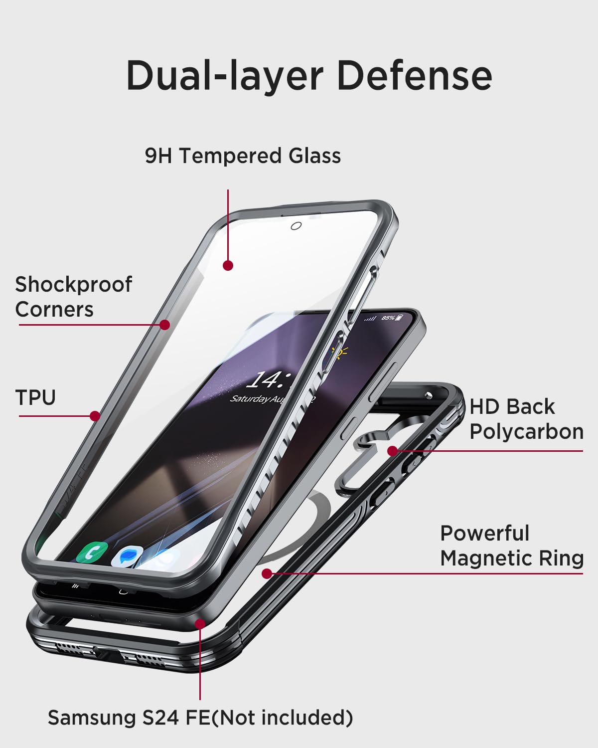 Miimall Heavy Duty Magnetic Case for Samsung Galaxy S24 FE 6.7