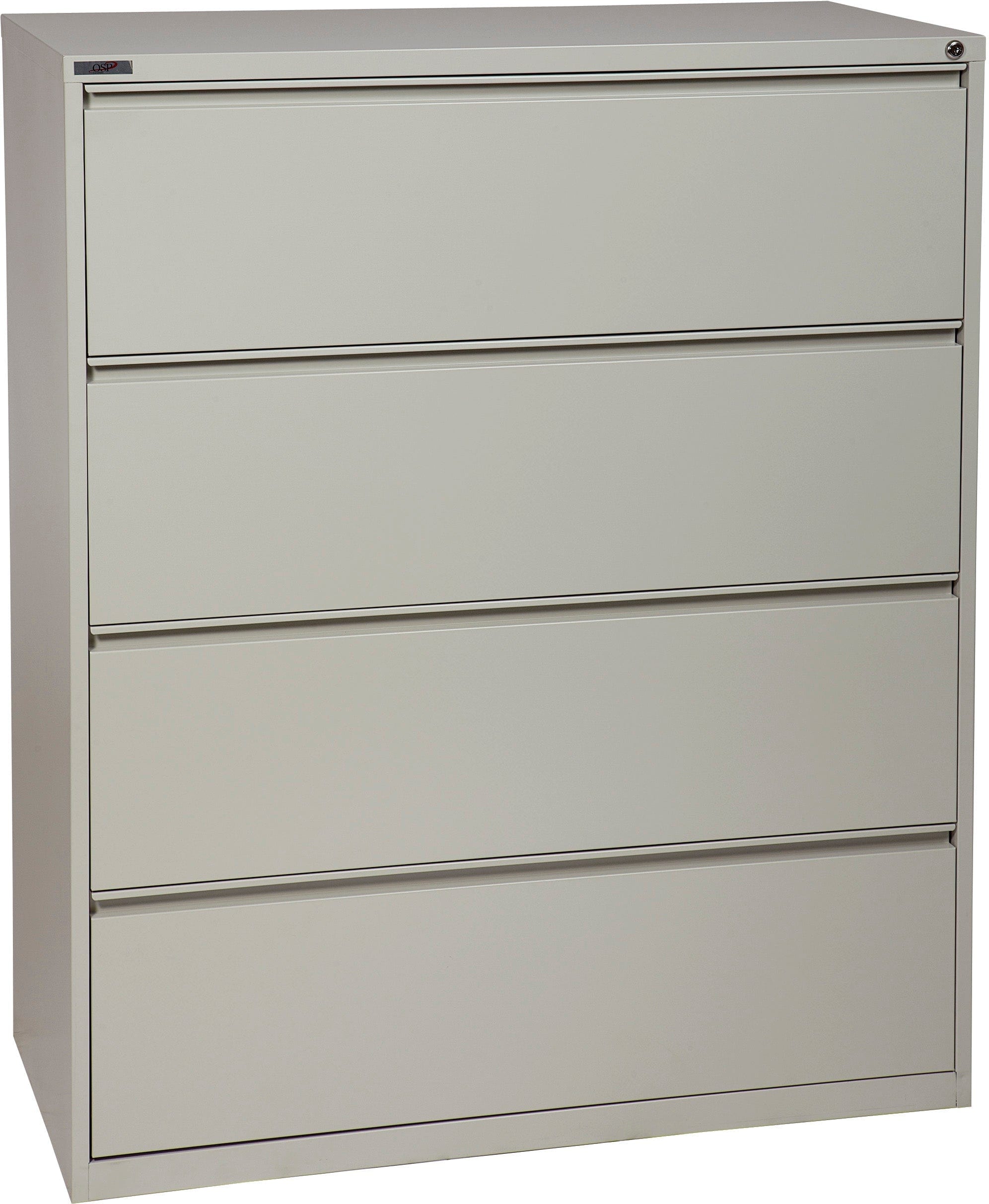 Office Star 4-Drawer Lateral File Cabinet with Removable Core Lock & Adjustable Glides - Secure Document Storage for Home Office or Business Use [LF4]