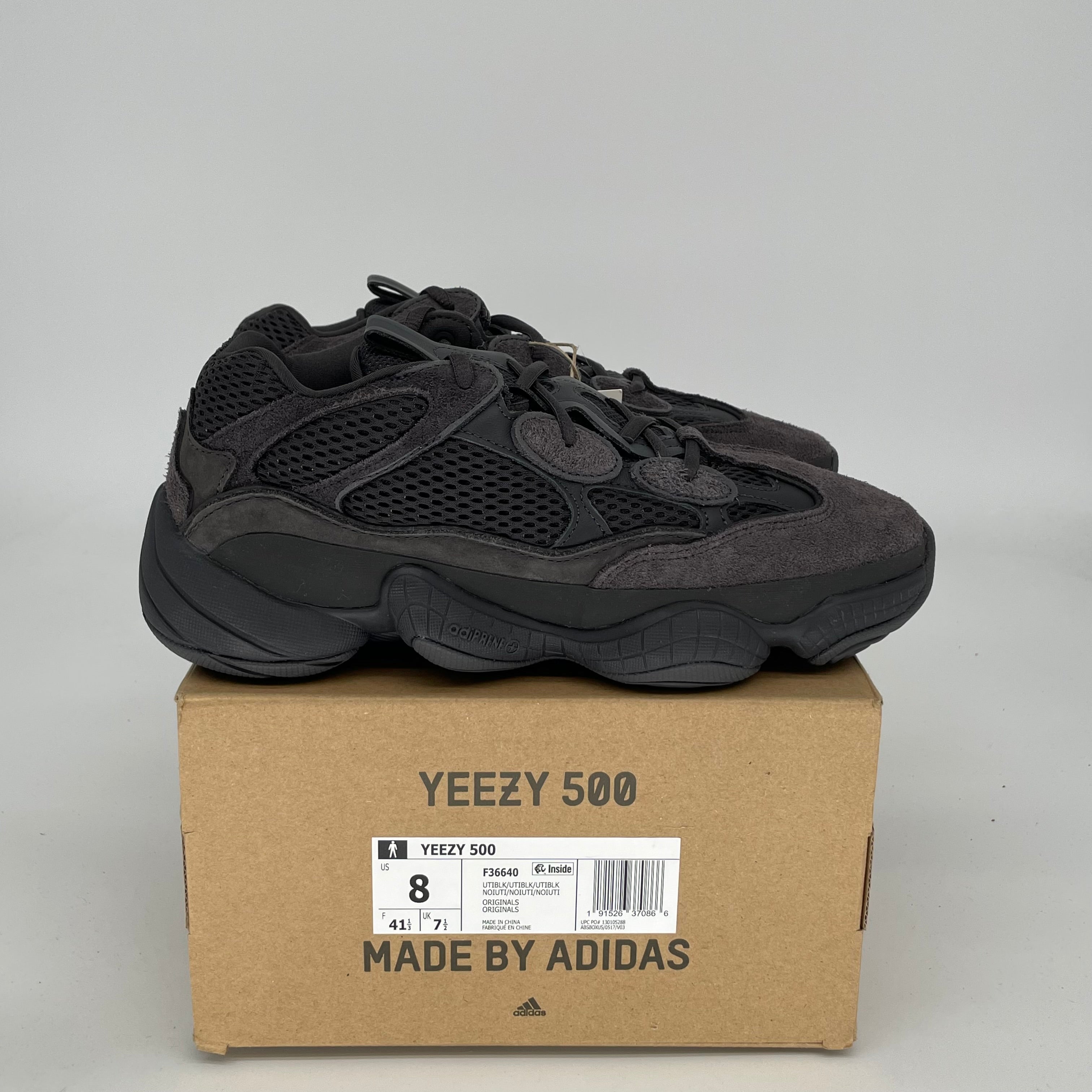 Adidas Yeezy 500 Utility Black Men's Sneakers Size 8 | F36640 | Comfortable Running Shoes for Casual Wear & Street Style