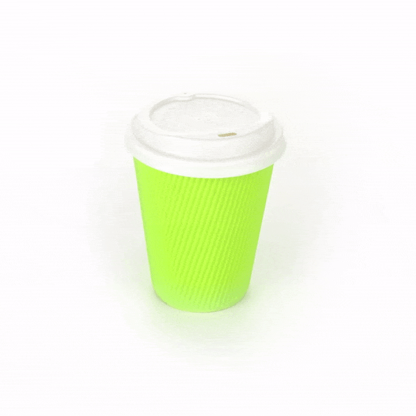12 oz Eco-Friendly Recyclable Paper Ripple Wall Coffee Cups with White Lids - 3.5