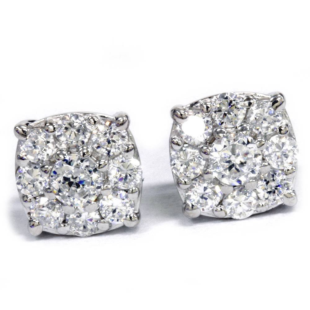 1 Carat Halo Diamond Stud Earrings in 14K White Gold - Perfect for Weddings, Anniversaries & Special Occasions
