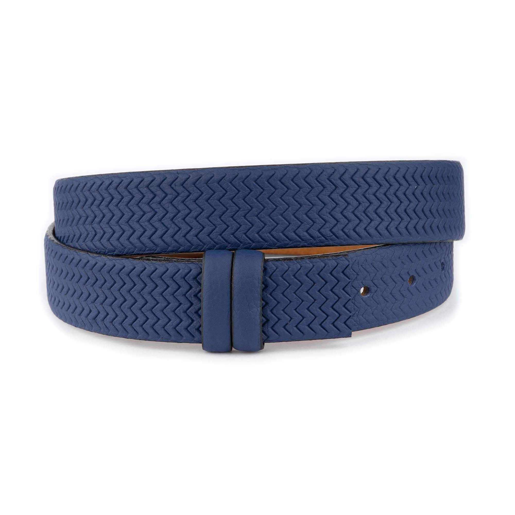 Premium Genuine Leather Belt Strap for Dunhill Designer Buckles - Blue Zig Zag Texture for Men | Formal & Casual Wear | Office, Business, Date Night Outfits