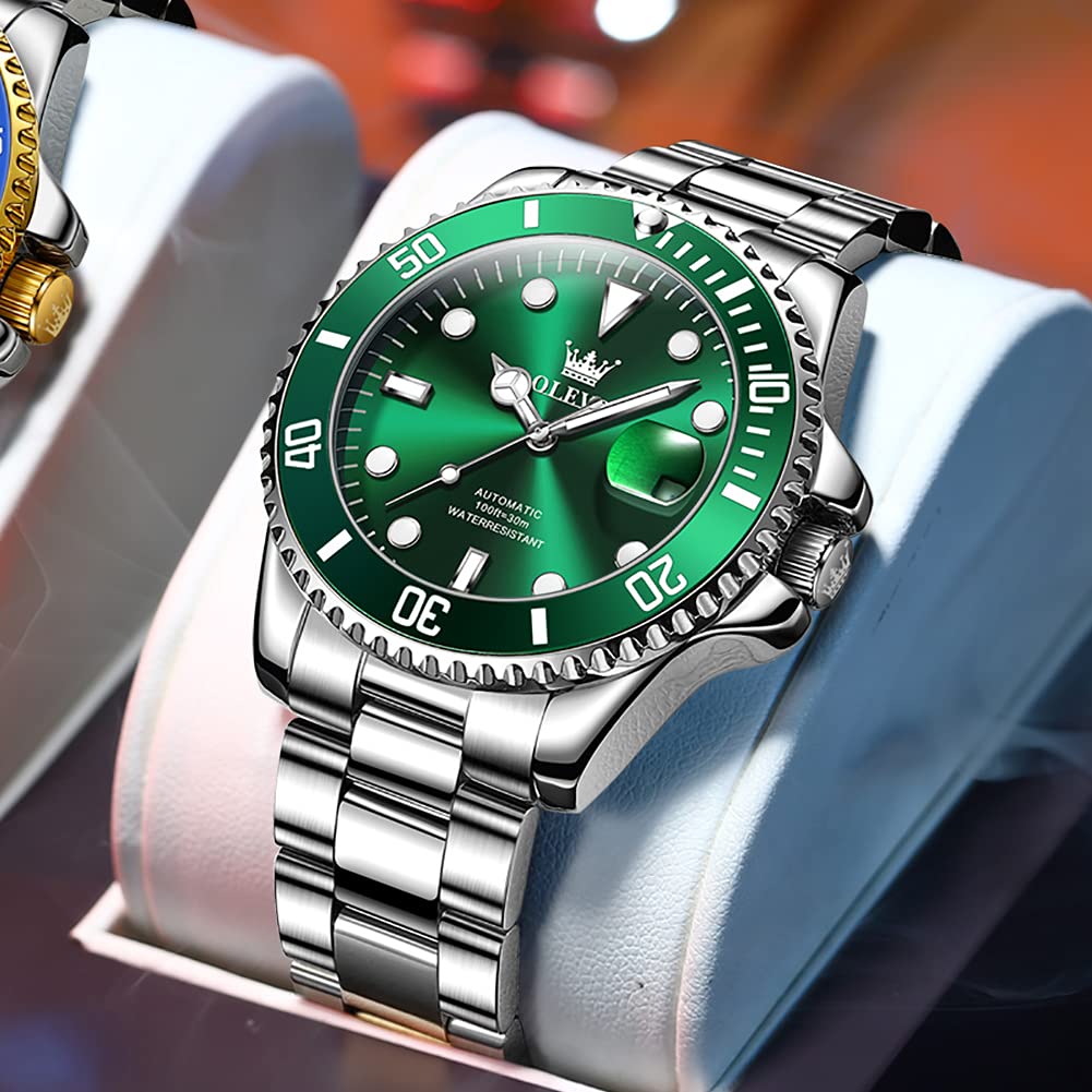 OLEVS Men's Automatic Skeleton Mechanical Watch - Waterproof Stainless Steel Dress Watch for Business & Casual Wear