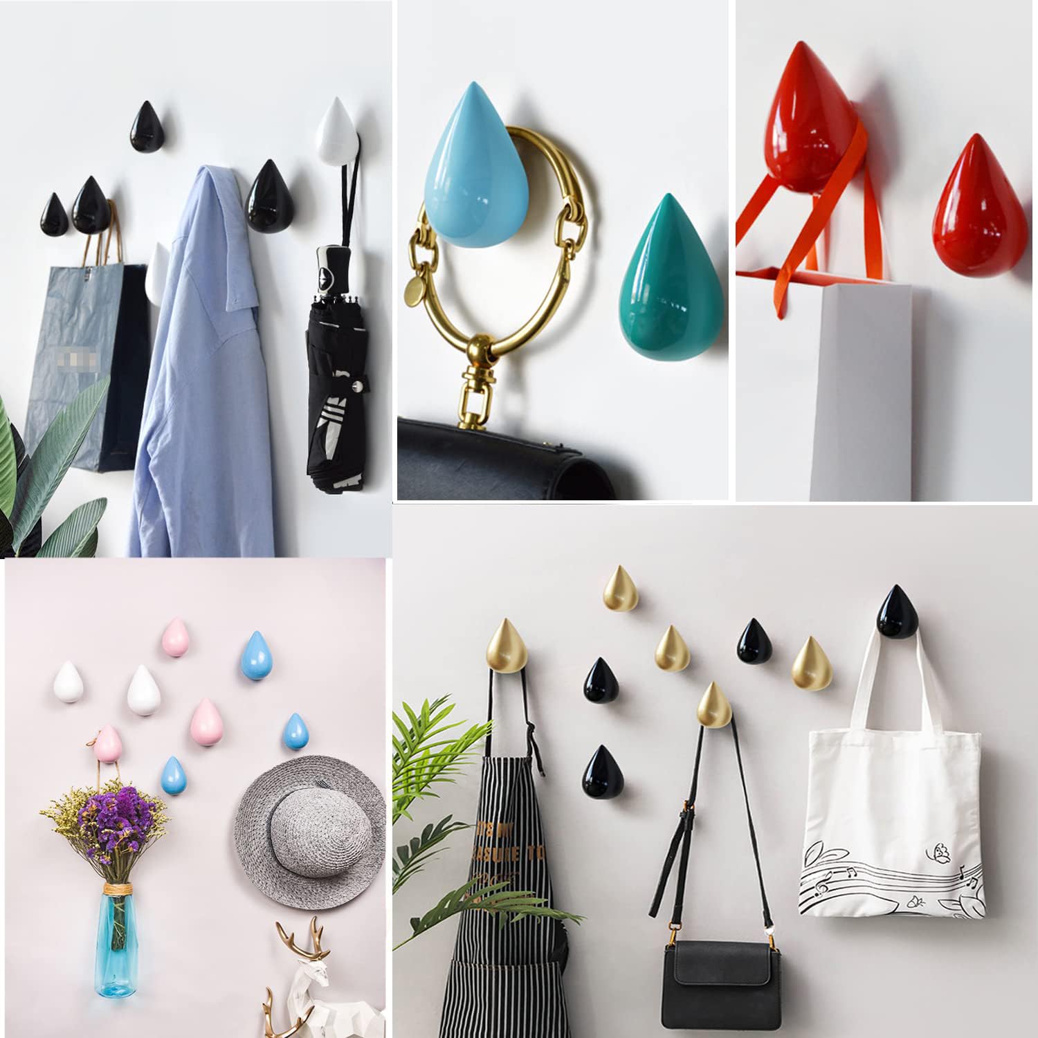 Modern Coat Hooks for Wall - White Large Creative Hangers - Dressing Room Decor & Wall Hooks for Bedroom, Closet, Entryway Organization